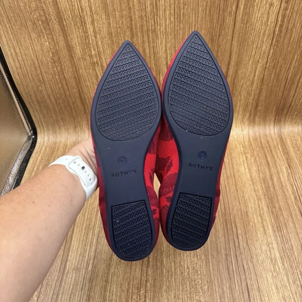 Rothy's The Point II Pattern‎ Red Camo Limited Edition Flats Shoes Womens Sz 8.5
